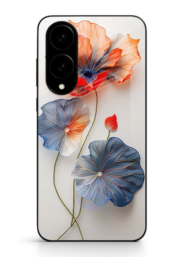 Dual-tone floral artwork on Samsung S25 Edge glass back cover with smooth blended tones.