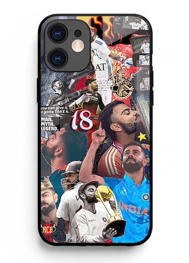 Fiery number eighteen cricket artwork printed on glossy tempered glass iPhone 11 back cover