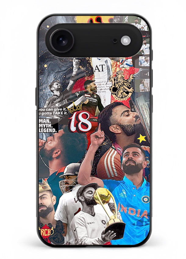 Fiery number eighteen cricket artwork printed on glossy tempered glass iPhone 17 Air back cover