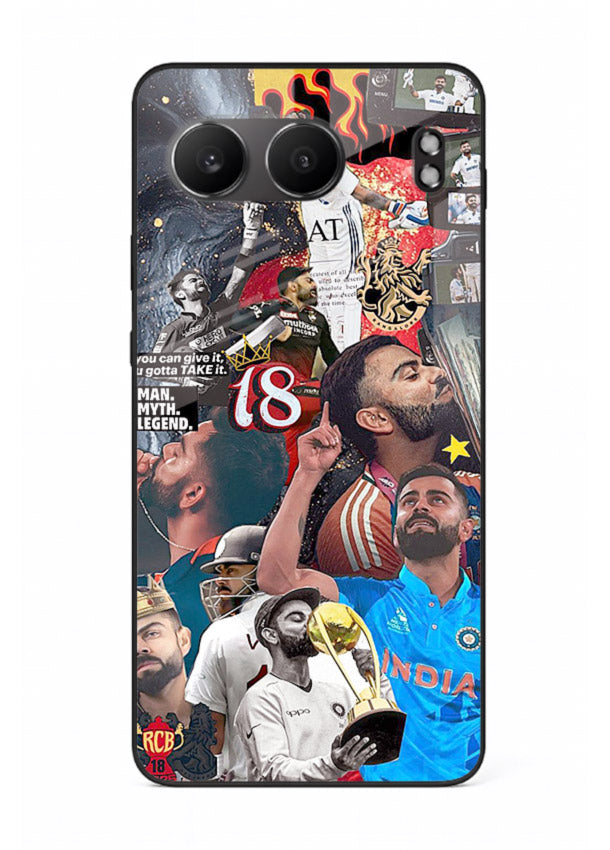 Fiery number eighteen cricket artwork printed on glossy tempered glass OnePlus Nord 4 back cover