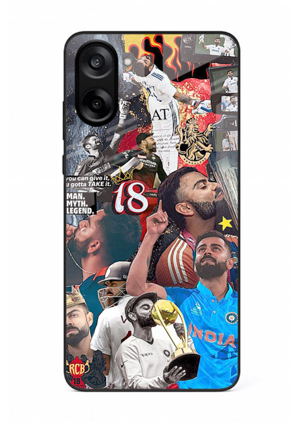 Fiery number eighteen cricket artwork printed on glossy tempered glass OnePlus Nord CE5 back cover