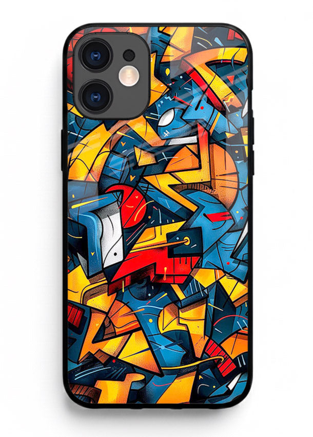 Electric Chaos Pattern colorful chaotic pattern iphone 12 mini glass back cover