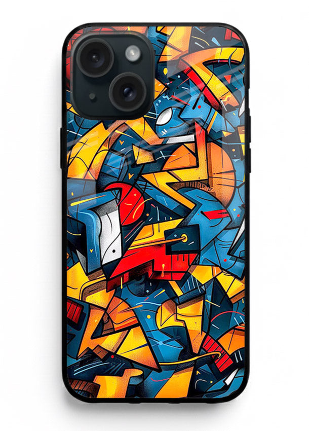 Electric Chaos Pattern colorful chaotic pattern iphone 15 plus glass back cover