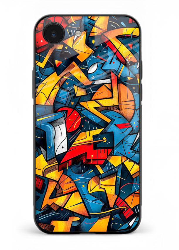 Electric Chaos Pattern colorful chaotic pattern iphone 16e glass back cover
