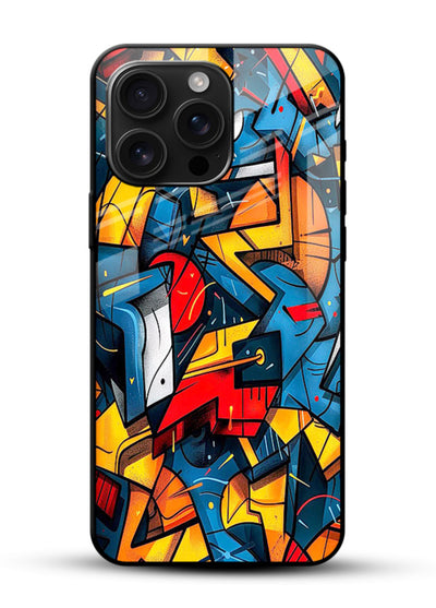Electric Chaos Pattern colorful chaotic pattern glossy vibrant premium glass back cover - Angle Front