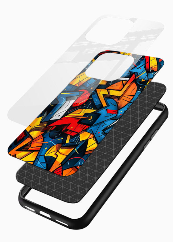 Electric Chaos Pattern colorful chaotic pattern glossy vibrant premium glass back cover - Angle Layers