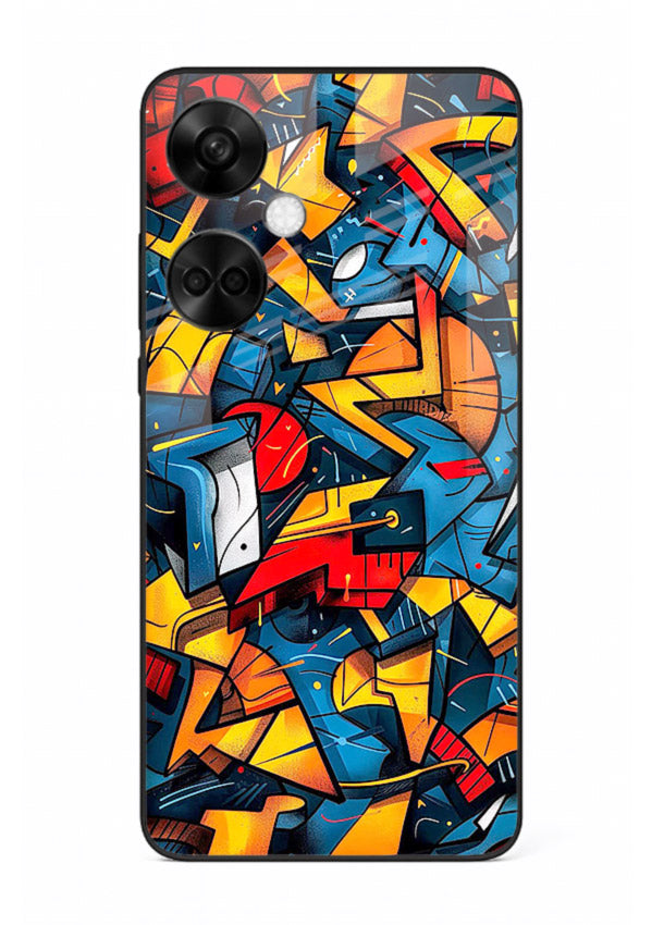 Electric Chaos Pattern colorful chaotic pattern OnePlus Nord CE3 glass back cover