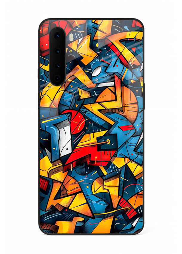 Electric Chaos Pattern colorful chaotic pattern OnePlus Nord glass back cover