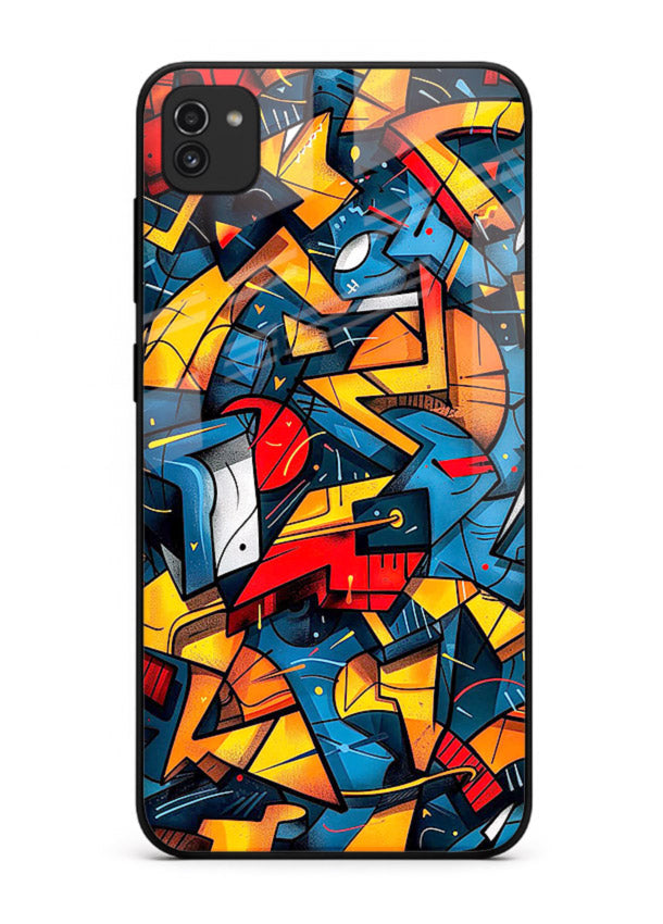 Electric Chaos Pattern colorful chaotic pattern Samsung A03 glass back cover