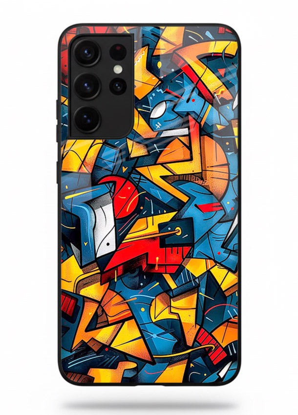 Electric Chaos Pattern colorful chaotic pattern Samsung S21 Ultra glass back cover