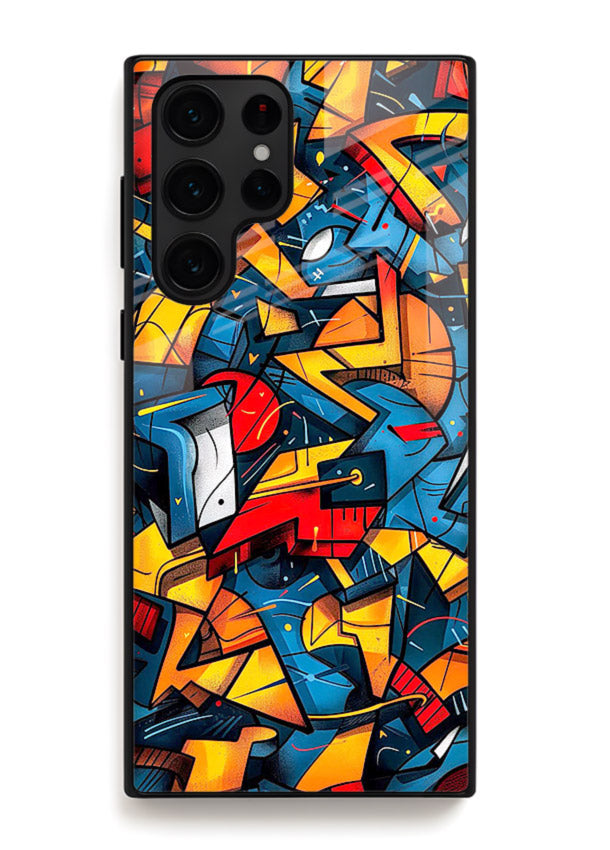 Electric Chaos Pattern colorful chaotic pattern Samsung S25 Ultra glass back cover