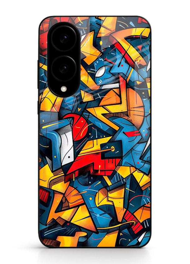 Electric Chaos Pattern colorful chaotic pattern Samsung S25 Edge glass back cover