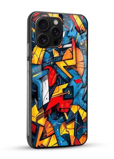 Electric Chaos Pattern colorful chaotic pattern glossy vibrant premium glass back cover - Angle Side