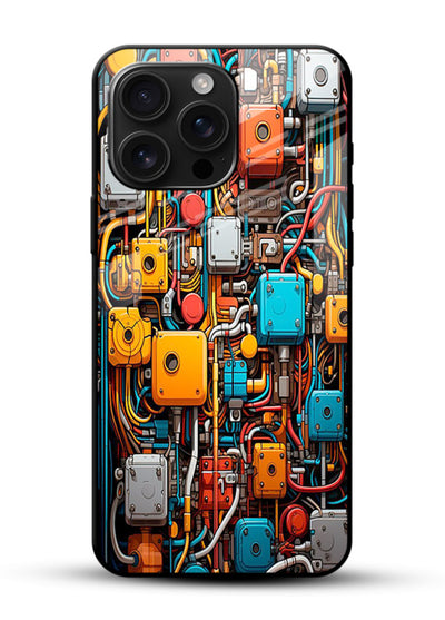 Dark futuristic circuit board design with glowing elements - 1
