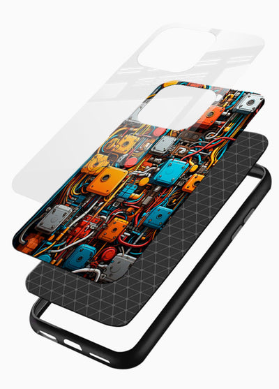 Dark futuristic circuit board design with glowing elements - 3