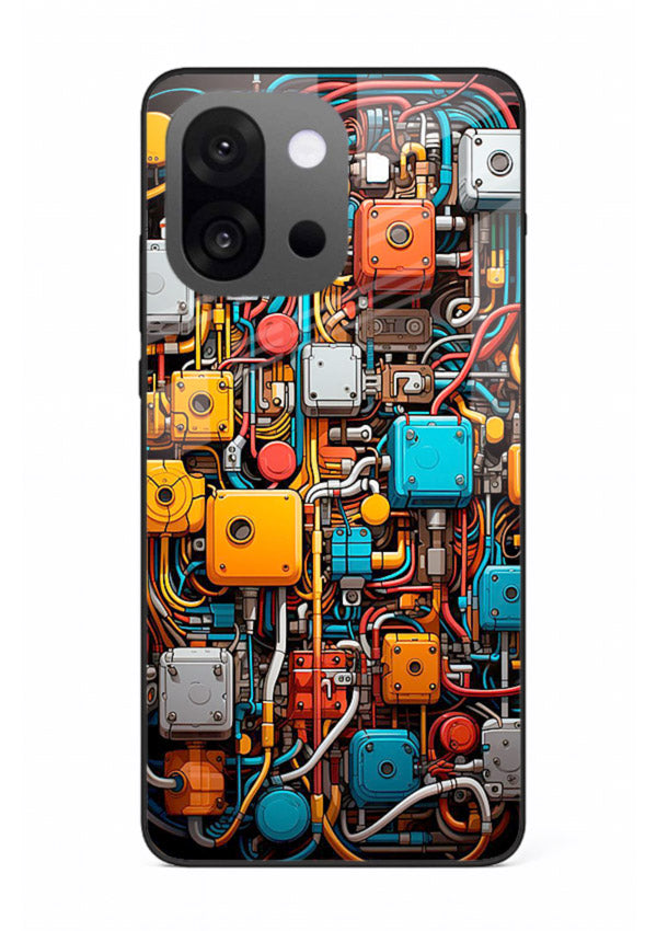 Dark futuristic circuit board design with glowing elements for OnePlus 13s Back Cover
