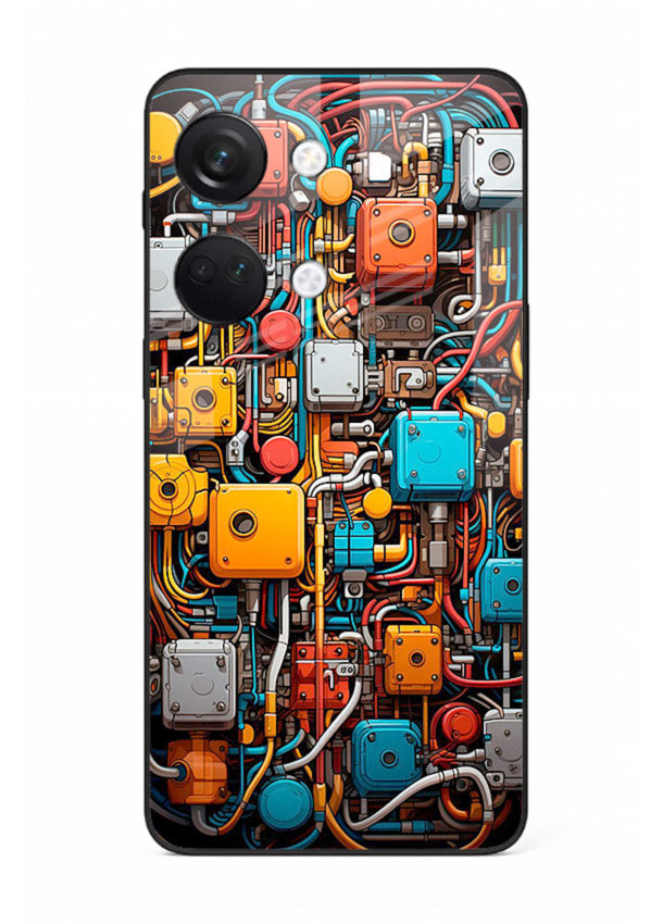 Dark futuristic circuit board design with glowing elements for OnePlus Nord 3 Back Cover