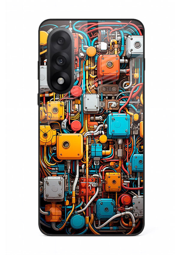 Dark futuristic circuit board design with glowing elements for OnePlus Nord 5 Back Cover