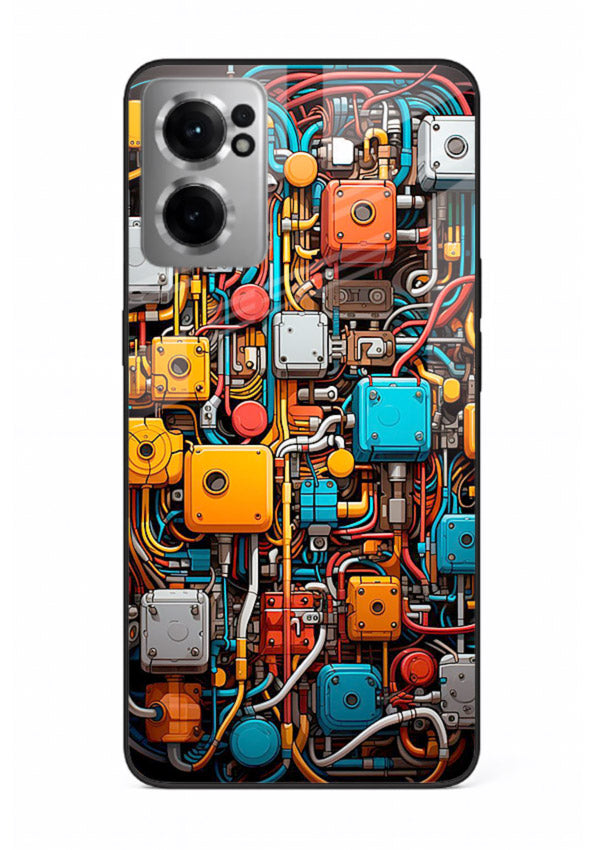Dark futuristic circuit board design with glowing elements for OnePlus Nord CE2 5G Back Cover