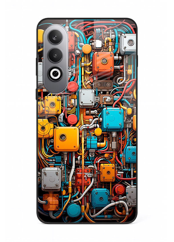 Dark futuristic circuit board design with glowing elements for OnePlus Nord CE4 Back Cover