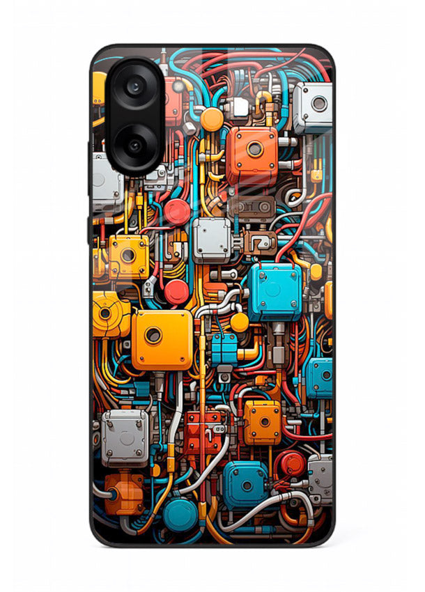 Dark futuristic circuit board design with glowing elements for OnePlus Nord CE5 Back Cover