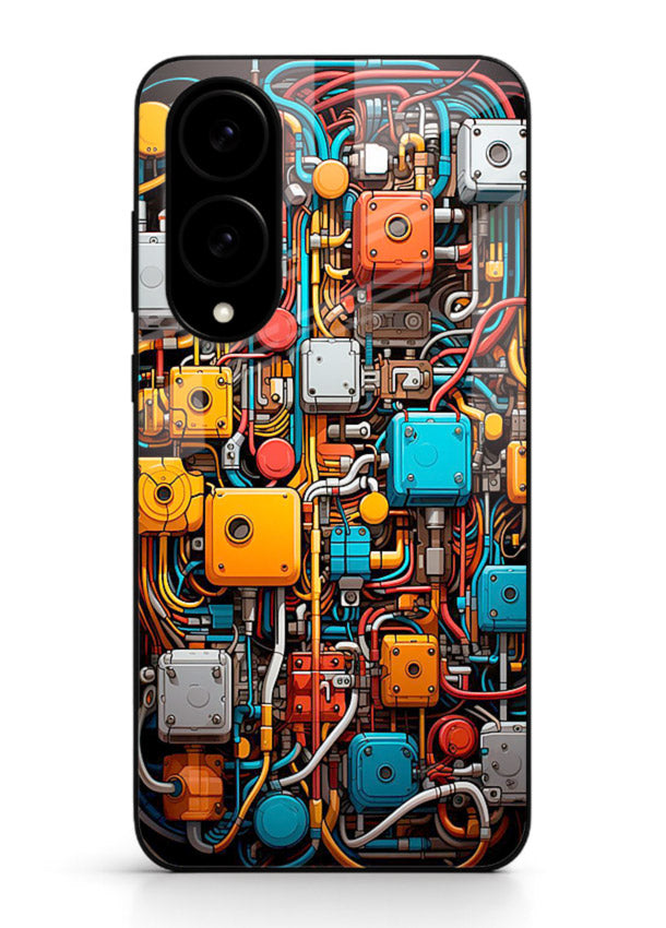 Dark futuristic circuit board design with glowing elements for Samsung S25 Edge Back Cover