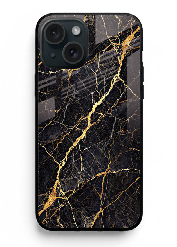 Emerald Gold River iphone 15 plus glass back cover with emerald marble and gold river veins