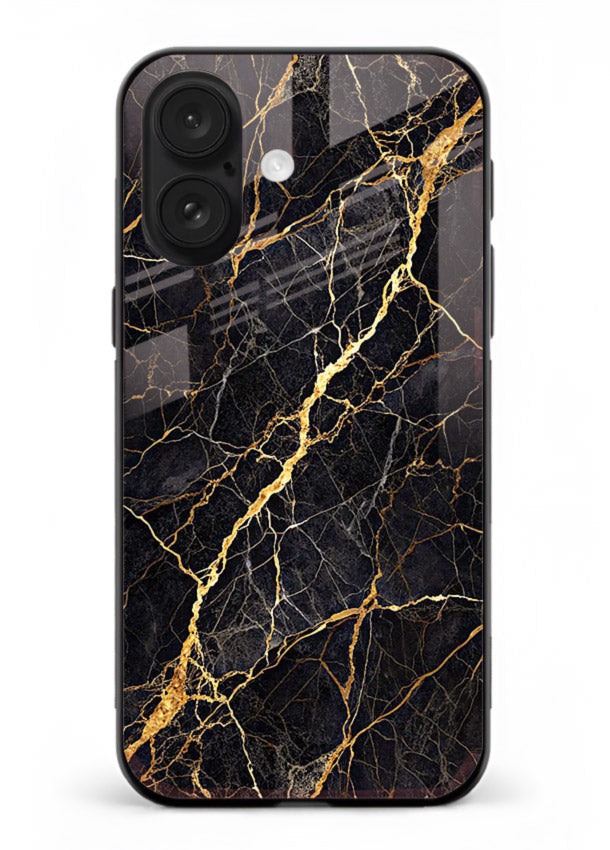 Emerald Gold River iphone 17 glass back cover with emerald marble and gold river veins