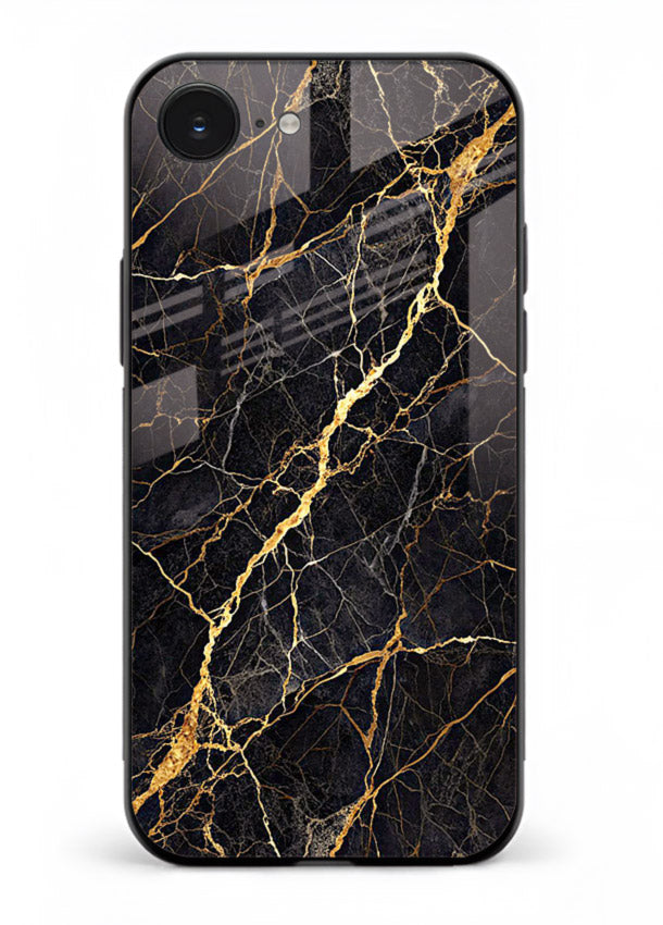 Emerald Gold River iphone 16e glass back cover with emerald marble and gold river veins