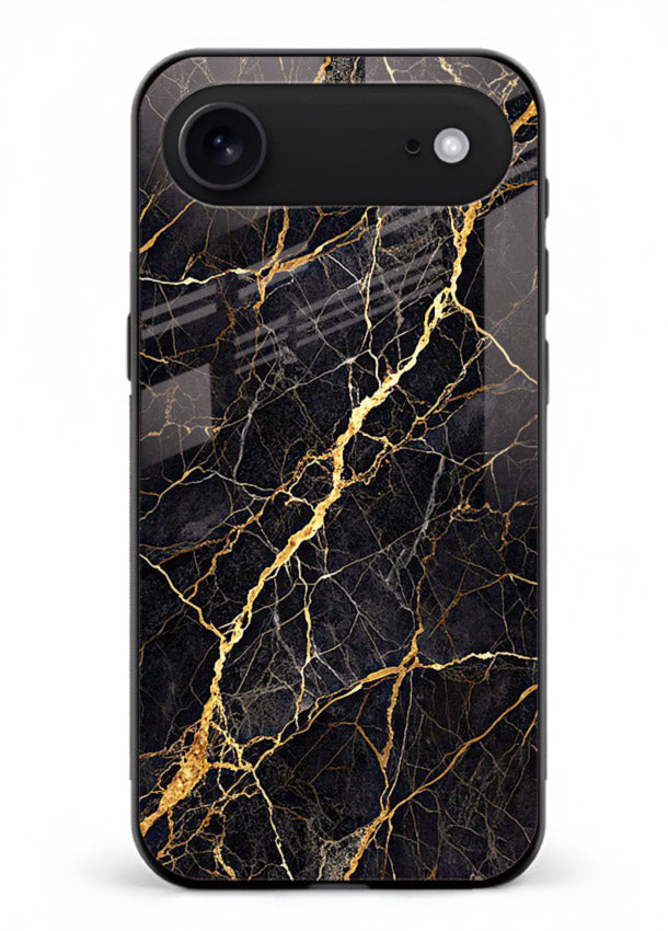 Emerald Gold River iphone 17 air glass back cover with emerald marble and gold river veins