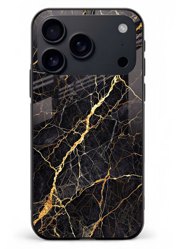 Emerald Gold River iphone 18 pro max glass back cover with emerald marble and gold river veins