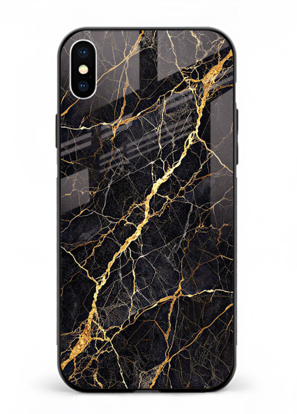 Emerald Gold River iphone xs max glass back cover with emerald marble and gold river veins