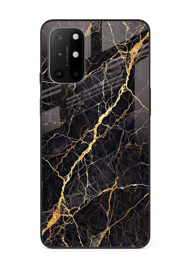 Emerald Gold River OnePlus 8T glass back cover with emerald marble and gold river veins