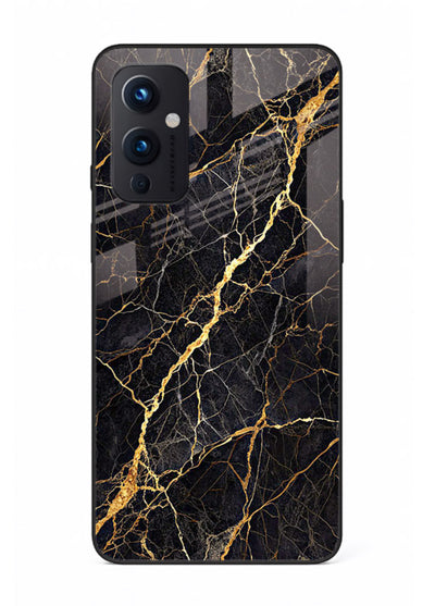 Emerald Gold River OnePlus 9 Pro glass back cover with emerald marble and gold river veins