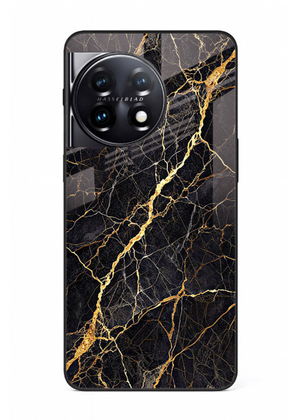 Emerald Gold River OnePlus 11 glass back cover with emerald marble and gold river veins