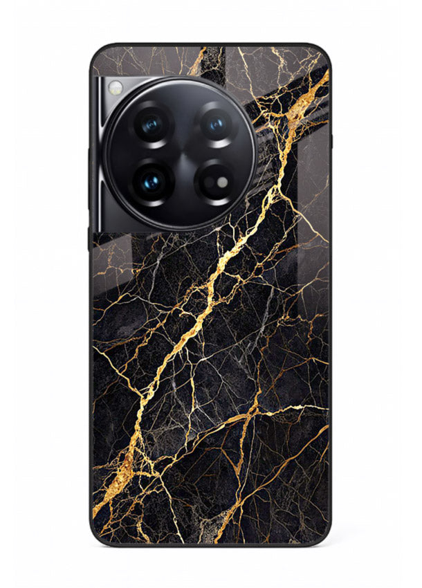 Emerald Gold River OnePlus 12 glass back cover with emerald marble and gold river veins