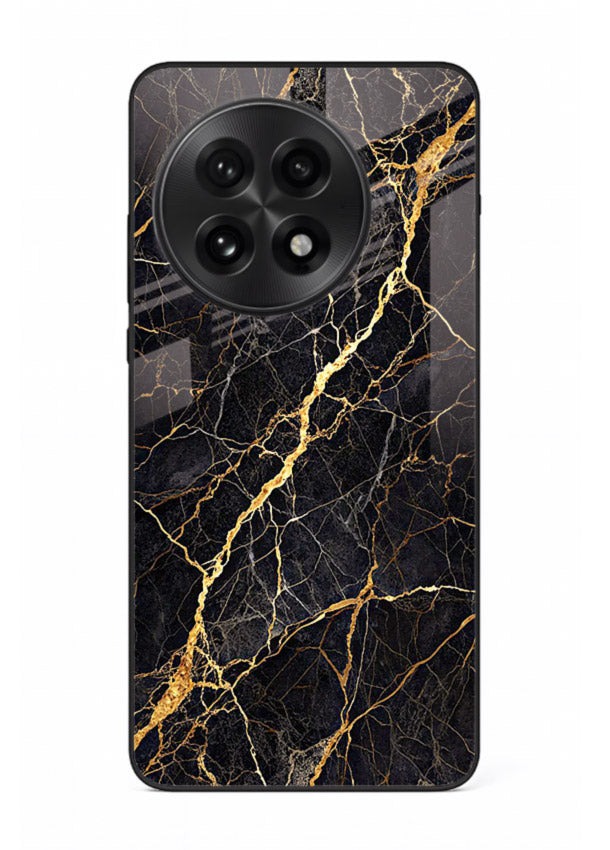 Emerald Gold River OnePlus 13R glass back cover with emerald marble and gold river veins