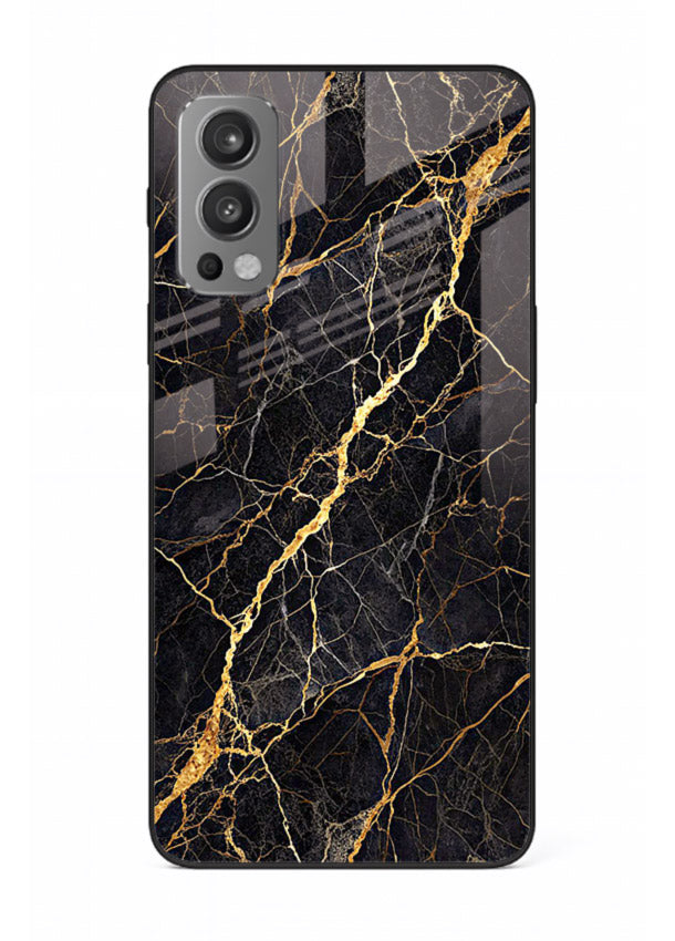 Emerald Gold River OnePlus Nord 2 glass back cover with emerald marble and gold river veins
