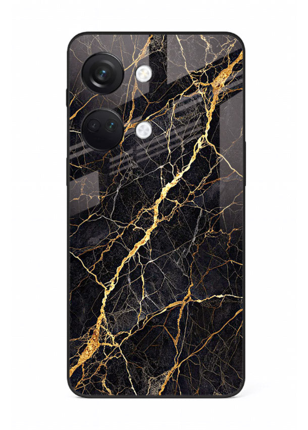 Emerald Gold River OnePlus Nord 3 glass back cover with emerald marble and gold river veins