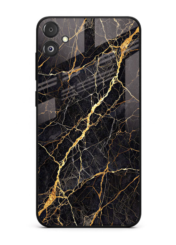 Emerald Gold River Samsung F04 5G glass back cover with emerald marble and gold river veins