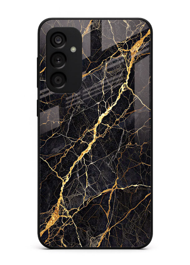 Emerald Gold River Samsung F34 5G glass back cover with emerald marble and gold river veins