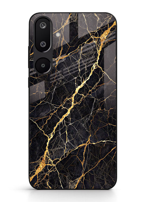 Emerald Gold River Samsung F16 5G glass back cover with emerald marble and gold river veins
