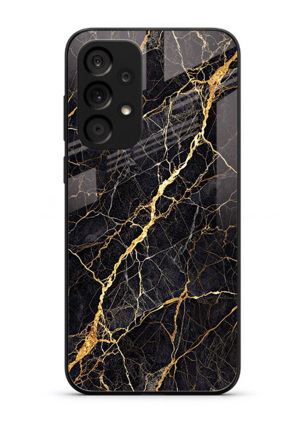 Emerald Gold River Samsung A53 5G glass back cover with emerald marble and gold river veins
