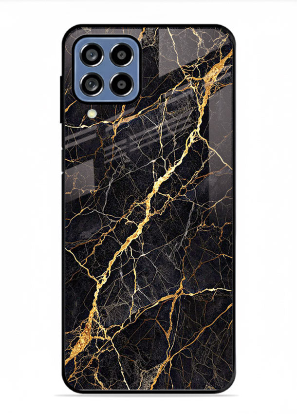 Emerald Gold River Samsung F22 4G glass back cover with emerald marble and gold river veins