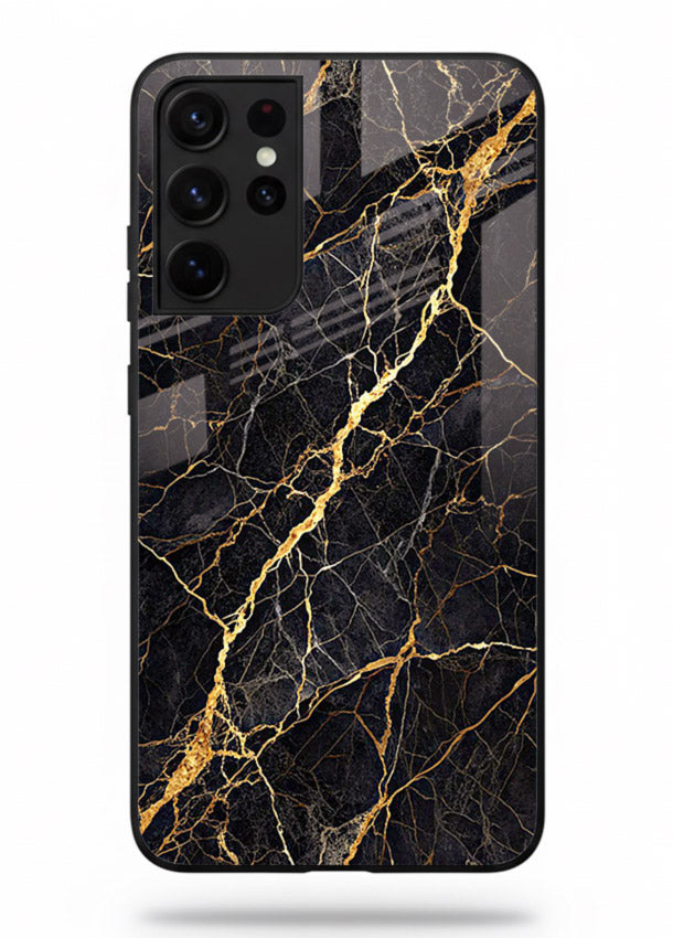 Emerald Gold River Samsung S21 Ultra glass back cover with emerald marble and gold river veins