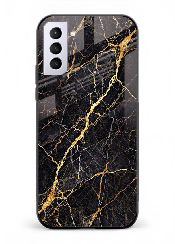Emerald Gold River Samsung S21 FE glass back cover with emerald marble and gold river veins