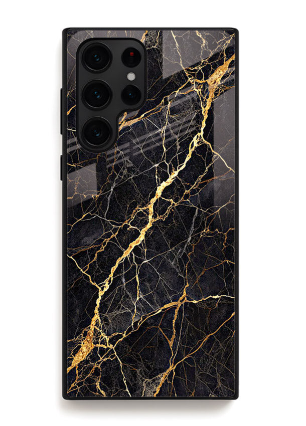 Emerald Gold River Samsung S22 Ultra glass back cover with emerald marble and gold river veins