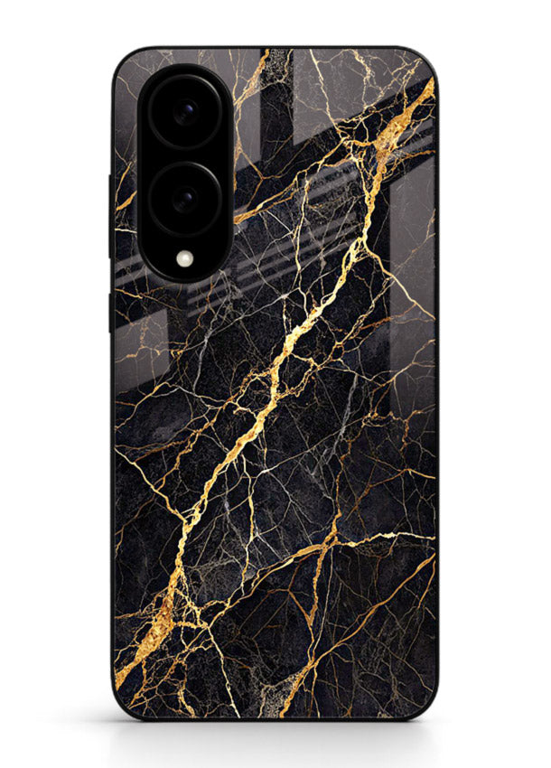 Emerald Gold River Samsung S25 Edge glass back cover with emerald marble and gold river veins