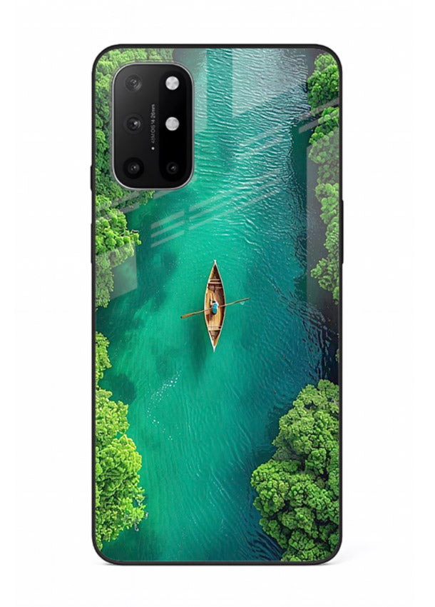 Emerald River Boat calm green river artwork OnePlus 8T glass back cover