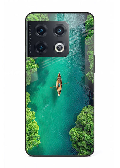 Emerald River Boat calm green river artwork OnePlus 10 Pro glass back cover